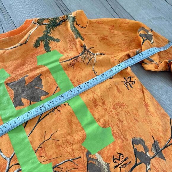 HUF x Realtree Camo Long Sleeve Shirt Sz S Blaze Orange Green H Logo Y2K Street - Picture 6 of 9